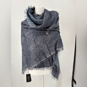 Avant Toi Cashmere Stola Bicolor Blue-Titanium Wrap Scarf Fringe